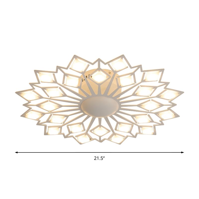 Floral Flush Mount Lampe Contemporain Metal Black / White LED CHAMBRE PLAFIER MONTÉ MONTÉ