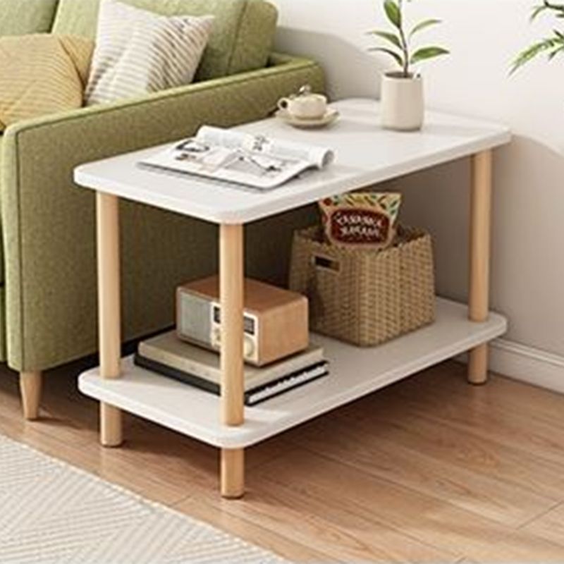 Square/Retangular Side Table Wood End Snack Table with 4 Legs for Living Room