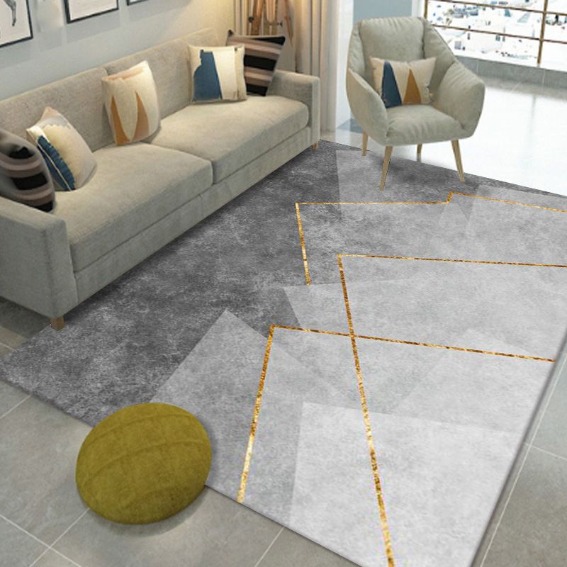 Grey Tone Rug Rectangle Shape Stain Resistant Rug for Home Decor
