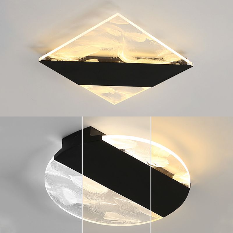 Lámpara de techo de plumas de hierro forjado con montaje empotrado LED geométrico creativo moderno con pantalla acrílica