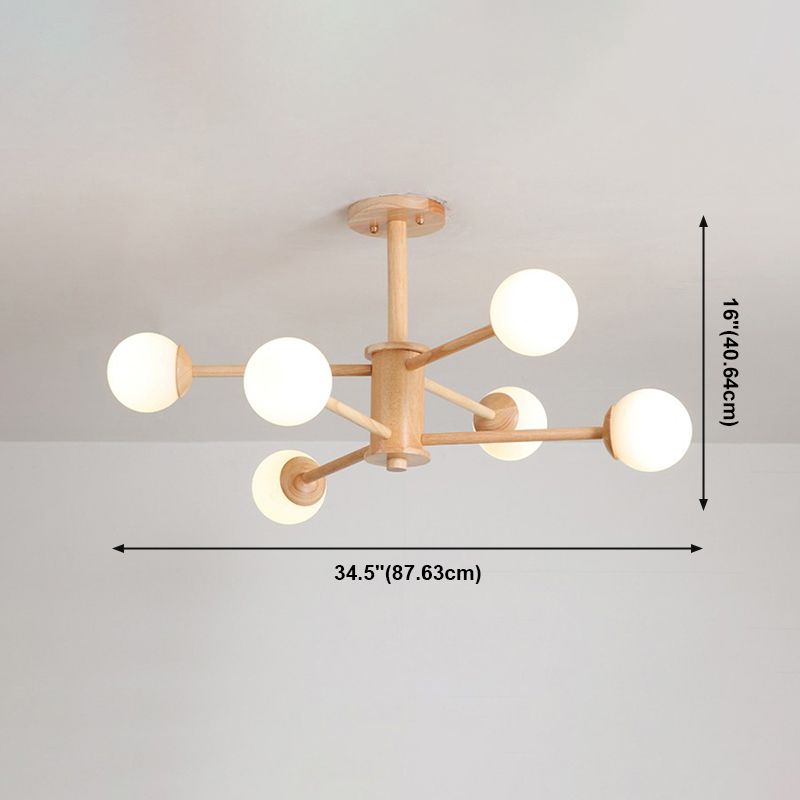 Beige Chandelier Light Fixtures Modern Multi-Head Hanging Pendant Lamps for Living Room