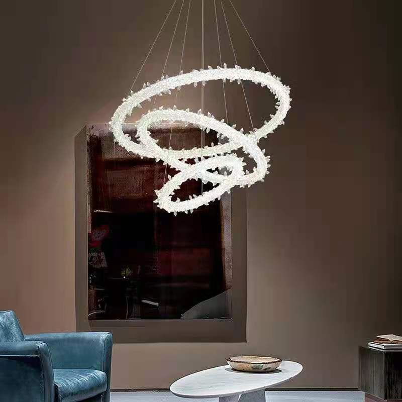 Suspension à LED circulaire moderne minimaliste en cristal clair salon de plafond suspendu