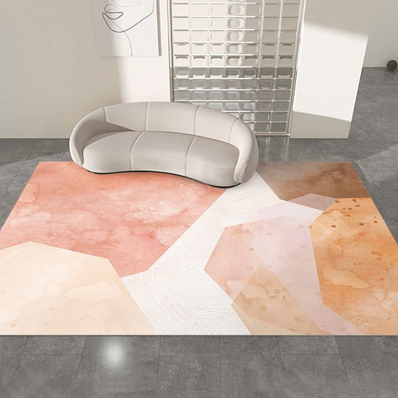 Contemporary Dark Brown Rug Polyester Rug Washable Rug for Living Room