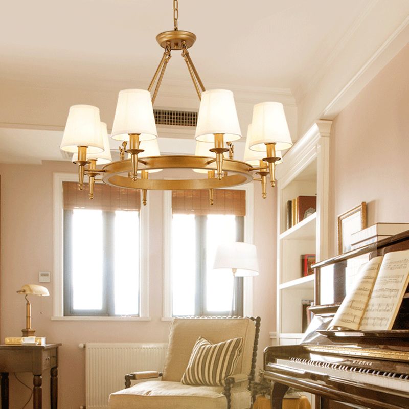 8 Heads Ceiling Lighting Minimalism Empire Shade Fabric Chandelier Light for Living Room