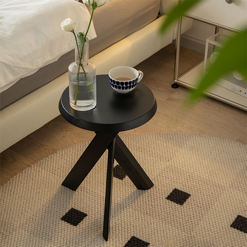 Solid Wood 3 Legs Side Table Modern Dia 12" 2-Piece End Tables Set