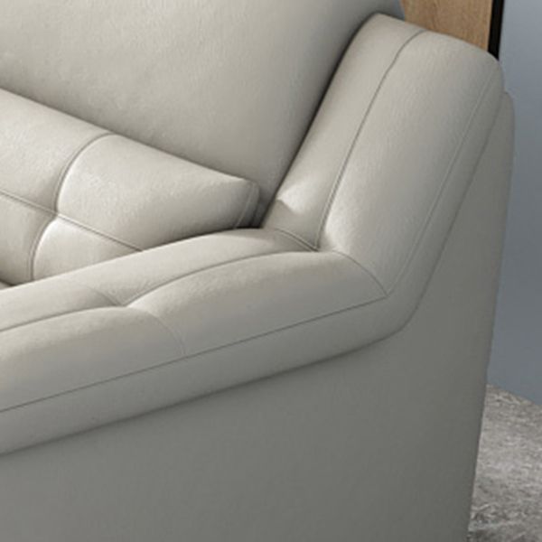 Modern Upholstered Cushioned Leather Pillow Top Arms Chaise Lounge Couch