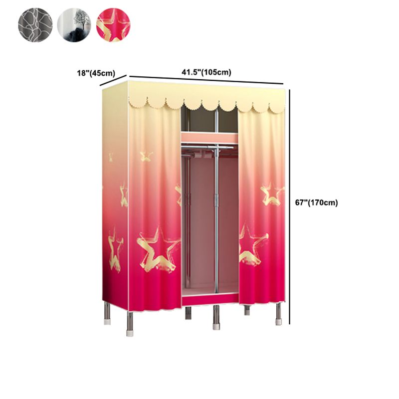 Modern Style Wardrobe Metal 2 Shelves Wardrobe Closet for Bedroom