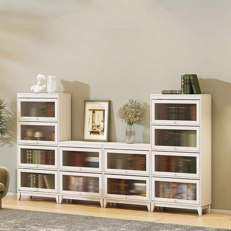 Urban Vertical Standard Bookcase White Manufactured Wood Bookshelf with Glass Doors
