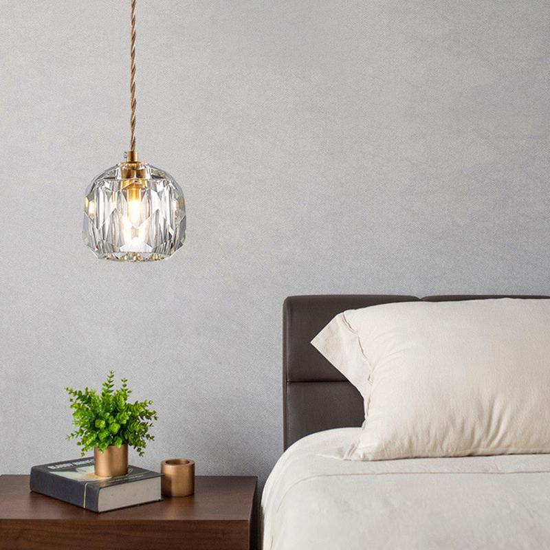 Globe Shape Pendant Lighting Fixture Contemporary Style Crystal Gold Hanging Lamp Kit