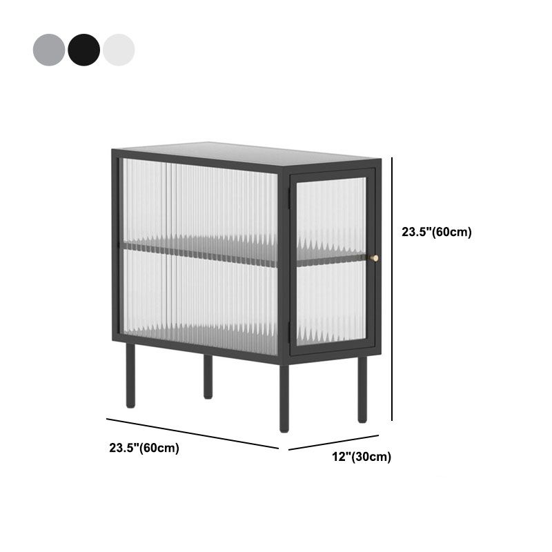 Metal Rectangle Top Side Table 23.6" Tall 4 Legs End Table with Storage