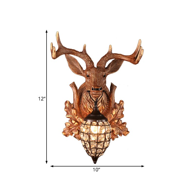 Luce di applique a singola luce con gamba a goccia d'acqua Resina antica Idea di illuminazione a parete del soggiorno in marrone, larghezza 10 "/17"/21 "