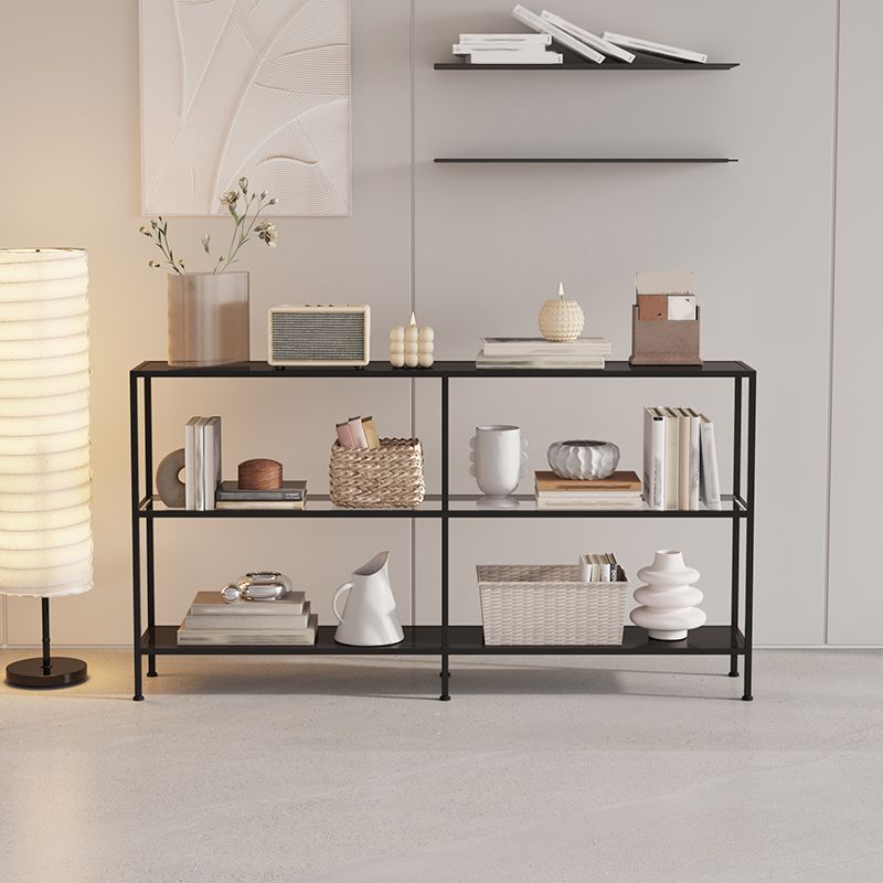 Modern Open Back Bookshelf Horizontal Metal Bookcase with Shelves