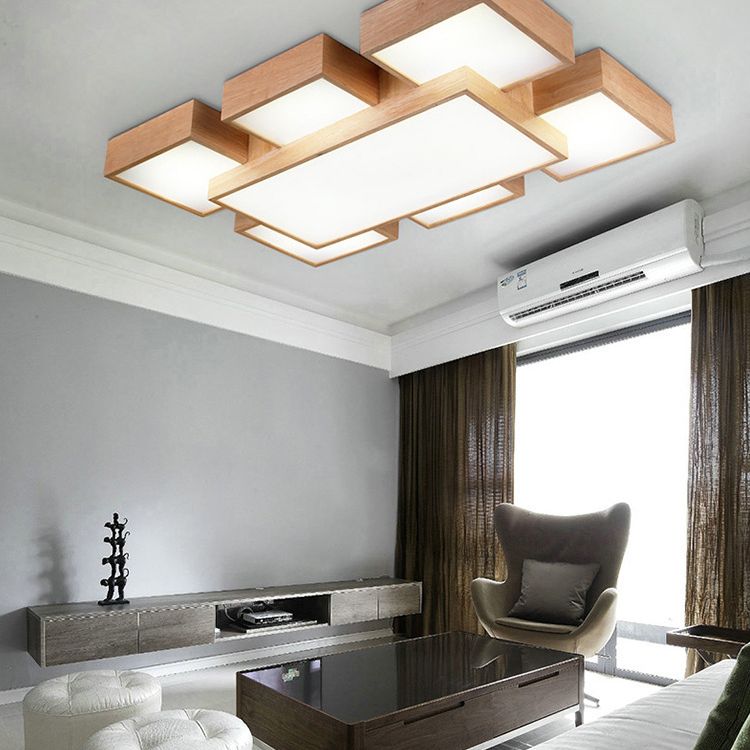Spleißen von Quadraten Unterputzbeleuchtung Minimalismus Holz-LED-Deckenleuchte aus Holz
