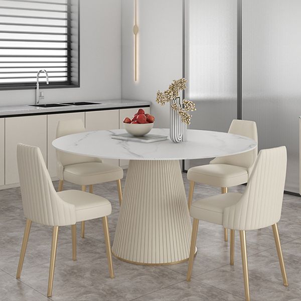 Modern Round Dining Table Stone Top Table with Pedestal Base