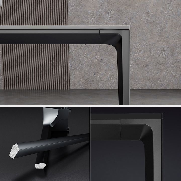Rectangle Home Dining Table Sintered Stone Metal Frame Table with Four-leg