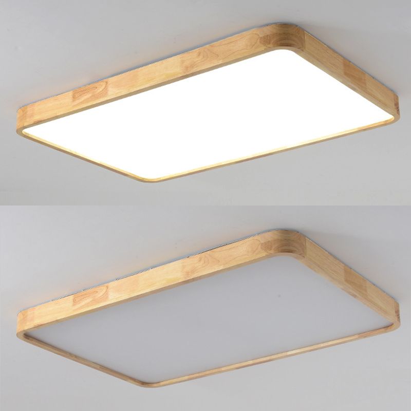 Wooden Geometric Flush Mount Ceiling Light Modern Beige Flush Mount LED Light for Entrance