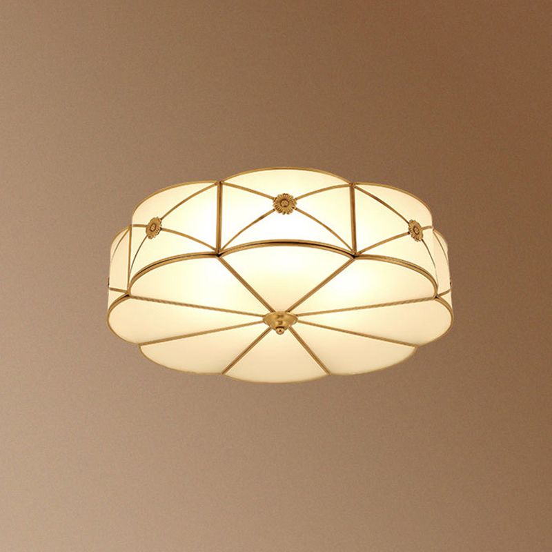 Bronze Ceiling Mount Light Fixtures Colonial Ceiling Flush Mount Lights with Glass Shade