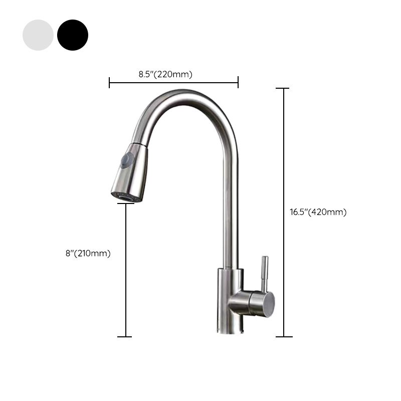 Modern 1-Handle Faucet Stainless Steel Pull down Standard Kitchen Faucet