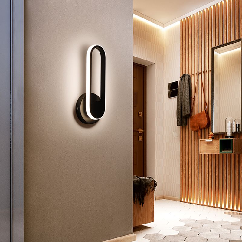 Modern Simple Iron Wall Light Ellipse Shape LED Rotatable Wall Lamp for Living Room