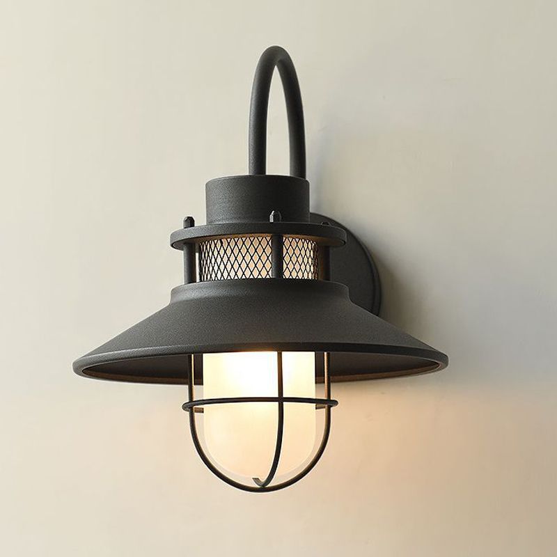 Black Metal Wall Light Industrial Flush Mount Lighting for Home Foyer