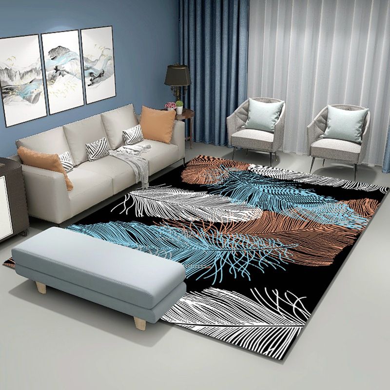 Moderne veren bedrukt tapijt polyester gebied tapijt huisdiervriendelijke binnenvleinik voor woningdecoratie