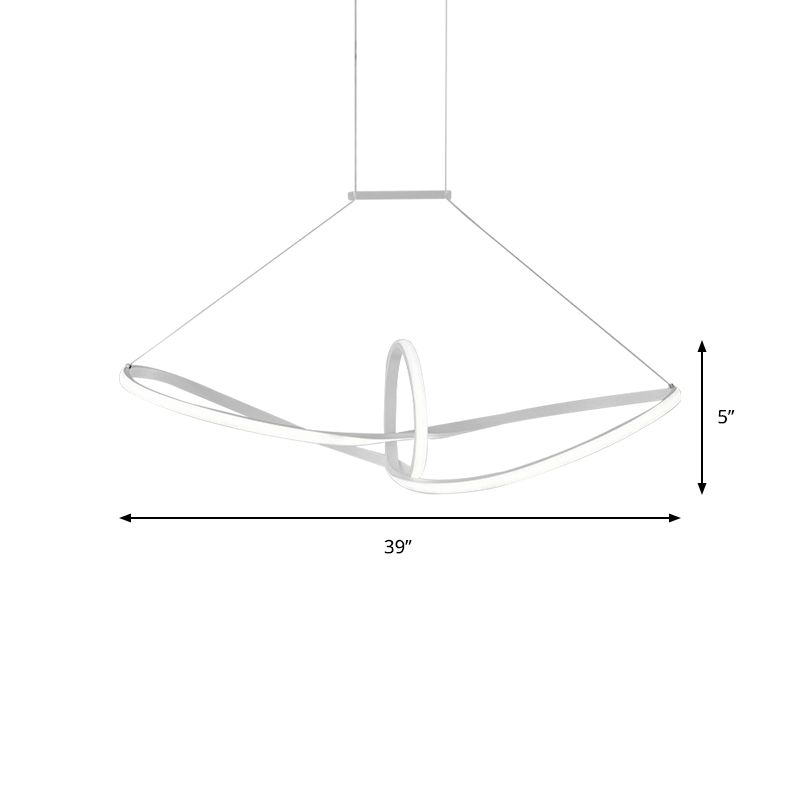 Acrylic Twisted Ceiling Light Minimalist LED White Chandelier Pendant in Warm/White/Natural Light