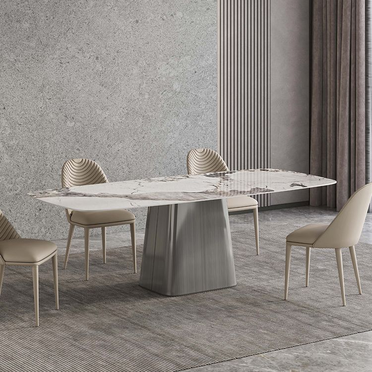 Metaal traditionele luxe rechthoekige tafel gesinterde steen binnen tafel met grijs voetstuk