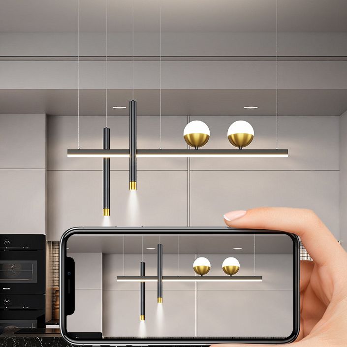 MEW BLACK MODED MODERN ISOLA LED LINEAR LED 2 Spotlights Luci a sospensione per sala da pranzo