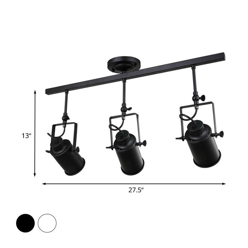 Sala de comedor de cilindros semi-descarga de estilo industrial ligero metálico 1/2/3-cabeza negra/blanca de pista giratoria
