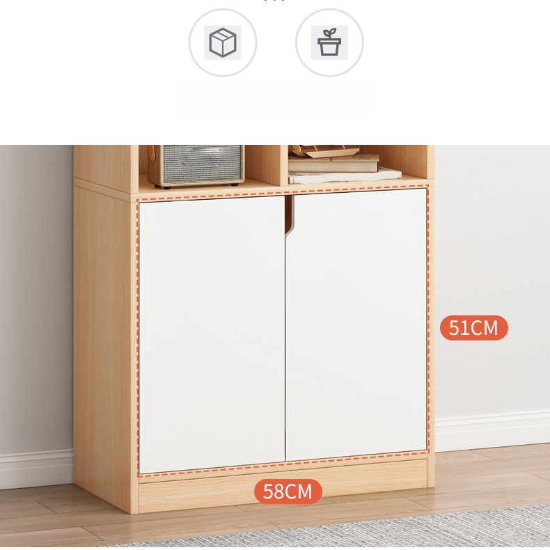 Wooden Standard Bookcase 12" D with Doors Closed Back Vertical Bookshelf