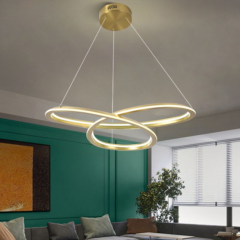 Lampadario in alluminio elettroplato a pendente lineare a LED di lusso moderno con tonalità in silicone