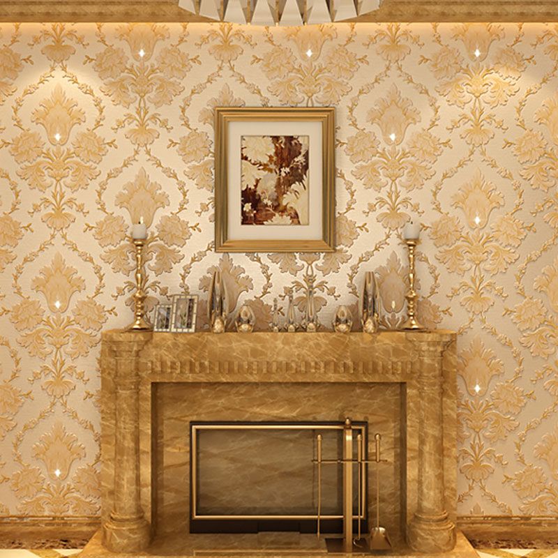 Natuurlijke kleur Damasque wandbekleding waterbestendig behangrol voor woonkamerdecoratie