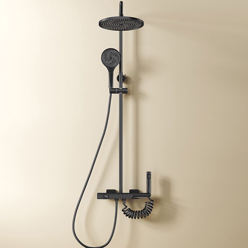 Modern Shower System with Dual Shower Head in Black/White/Gray
