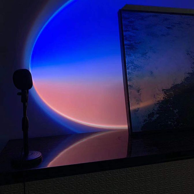 Minimalist Rectangular Sunset Light Aluminum Living Room LED Wall Lamp in Black