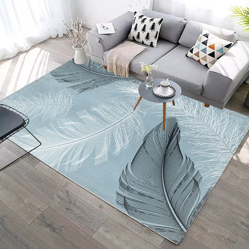Multi-Color Simplicity Area Rug Stylish Feather Pattern Carpet Polyester Anti-Slip Backing Carpet for Living Room