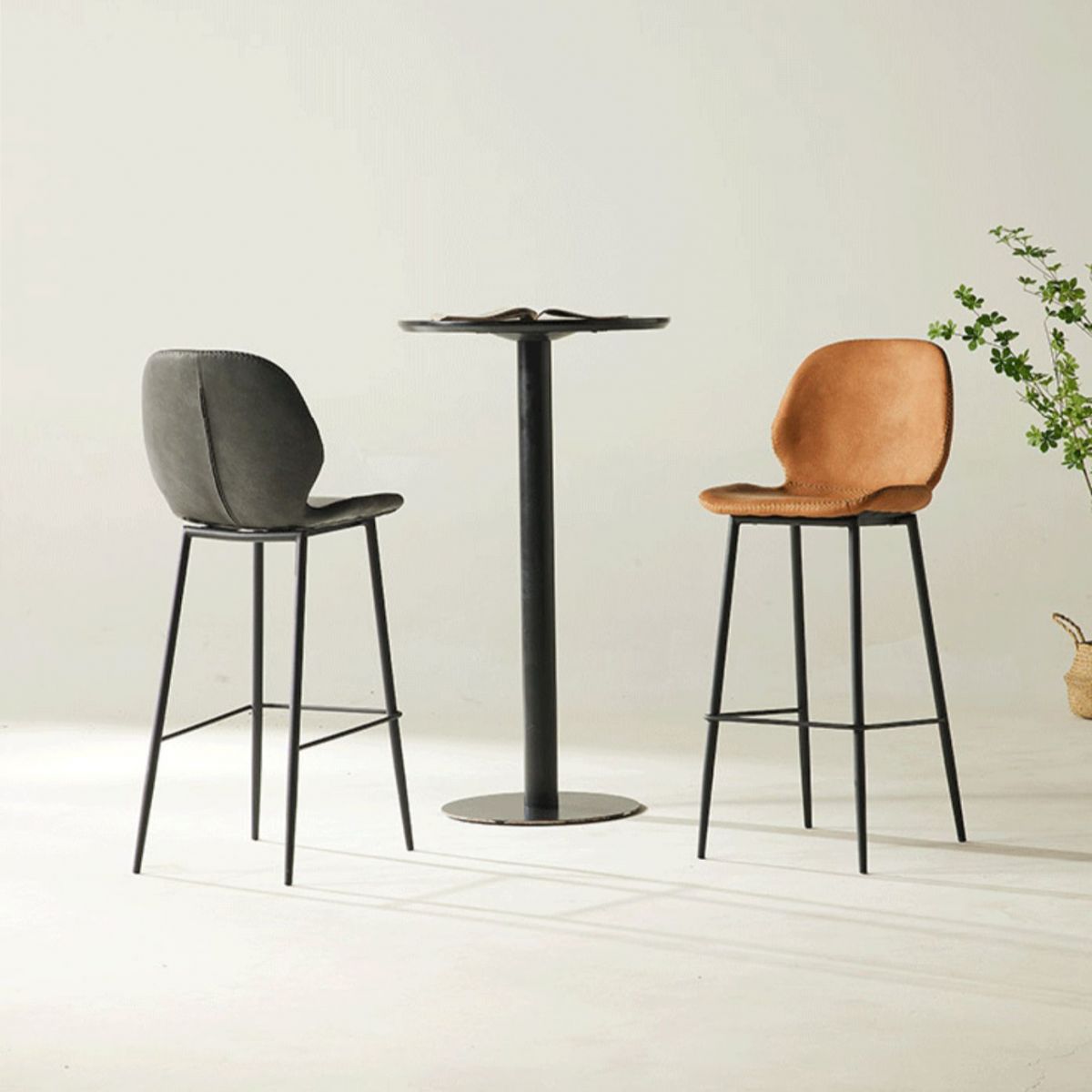 Contemporary PU Leather Bar Stool Low Back Upholstered Bar Stool