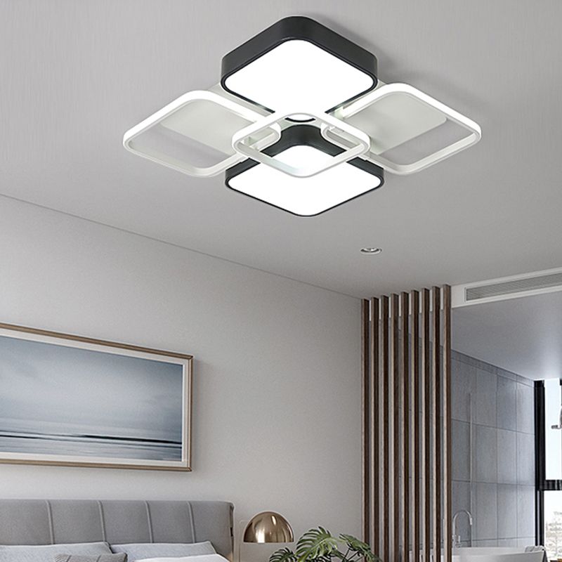 Acabado en negro Diseño cuadrado Iluminación empotrada Minimalismo Iluminación de techo LED de aluminio y acrílico de 16"/19,5" de ancho