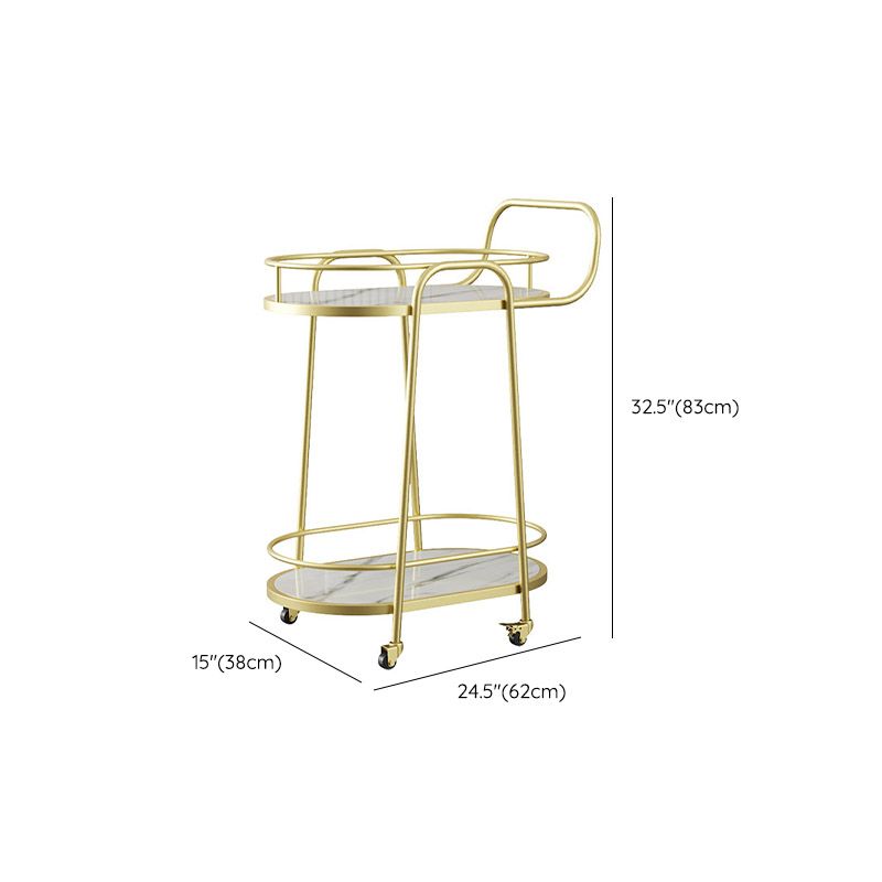 Modern Open Storage Prep Table Oval Dining Room Kitchen Trolley