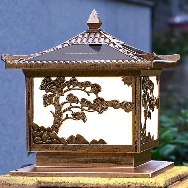 Modern Metallic Pillar Lamp Creative LED Solar Lighting Fixture for Garden