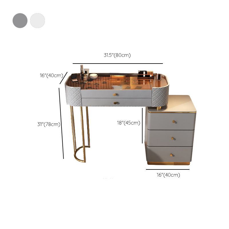 Glam Glass Makeup Vanity Desk Bedroom Vanity Dressing Table with Drawer