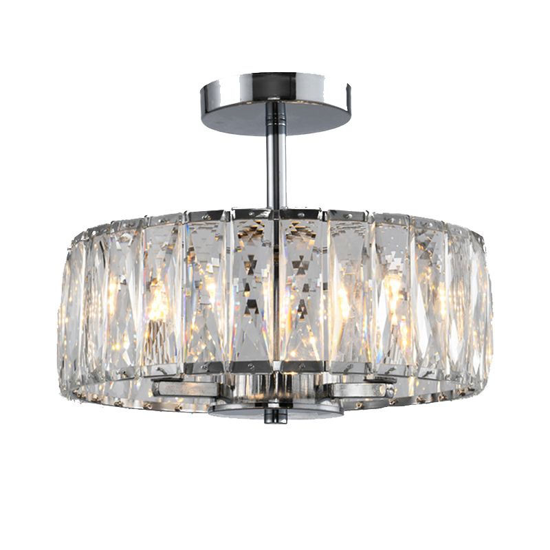 Cylinder Flush Mount Fixture Modern Crystal Flush Light for Living Room