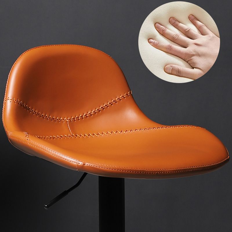 Contemporary Adjustable Height Barstool Faux Leather Swivel Bar Stools