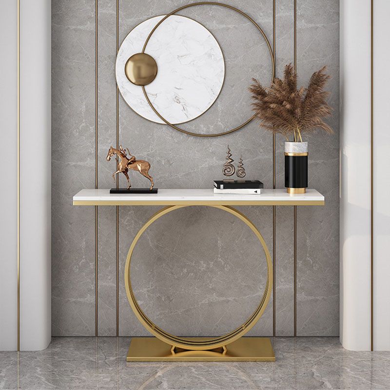 Modern Iron Console Sofa Table Rectangle Marble End Table for Hall