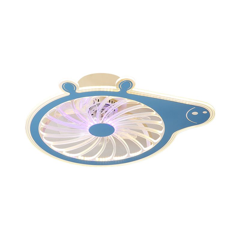 Cartoon Pig Enfants Room suspendu le luminaire ventilateur en acrylique LED simple LED Semi Flush Plafond Lampe en rose / bleu, 23,5 "de long