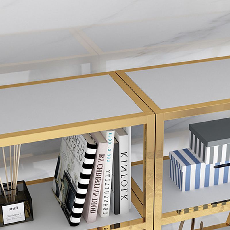 Glam Shelf Bookcase Open Back Metal Bookcase with Drawers for Home Office