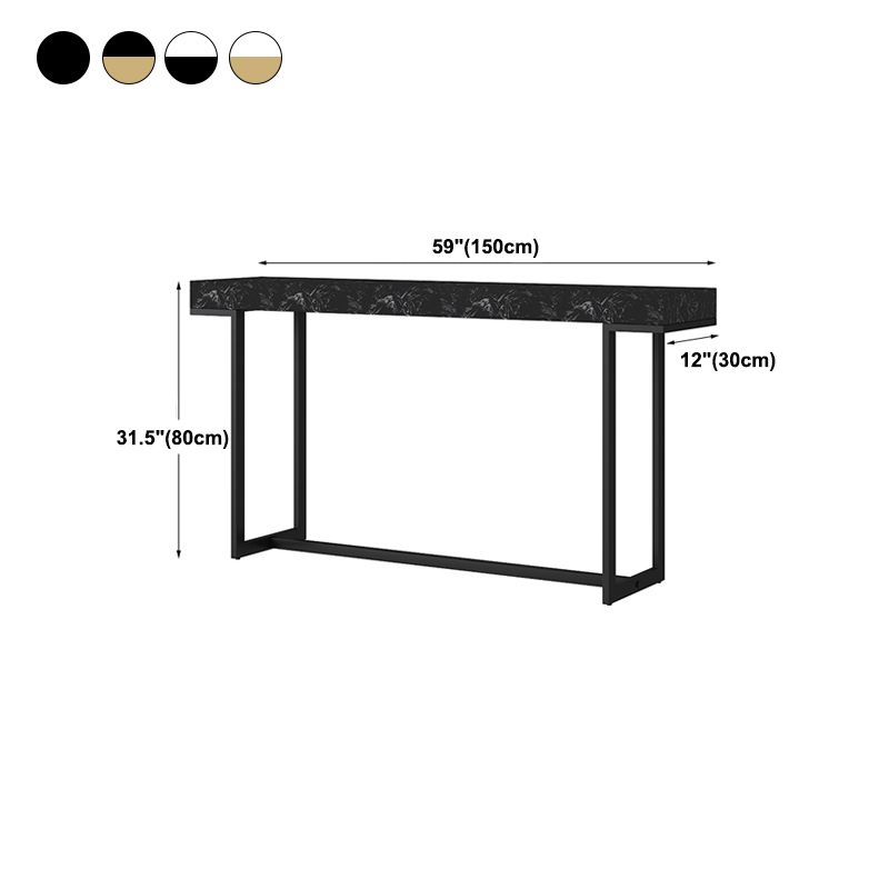 Iron Trestle Cosnole Table with Marble Top Accent Table for Hall