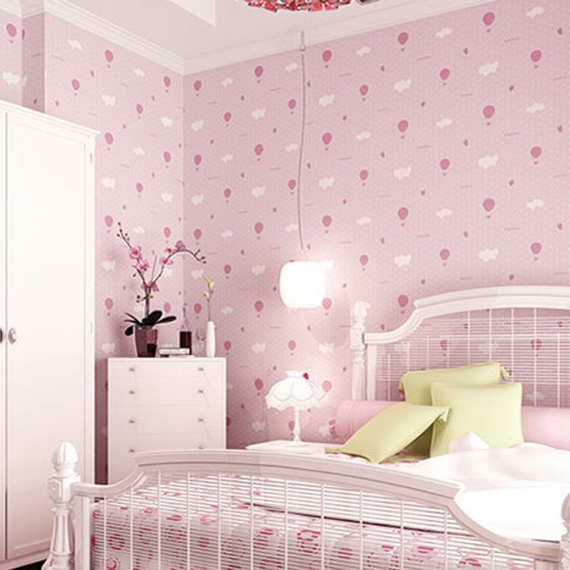 20.5"W x 33'L Romantic Minimalist Cartoon Balloon Non-Pasted Wallpaper for Girls