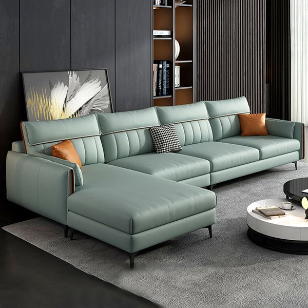 Contemporary Pillow Back Sofa with Recessed Arm for Apartment