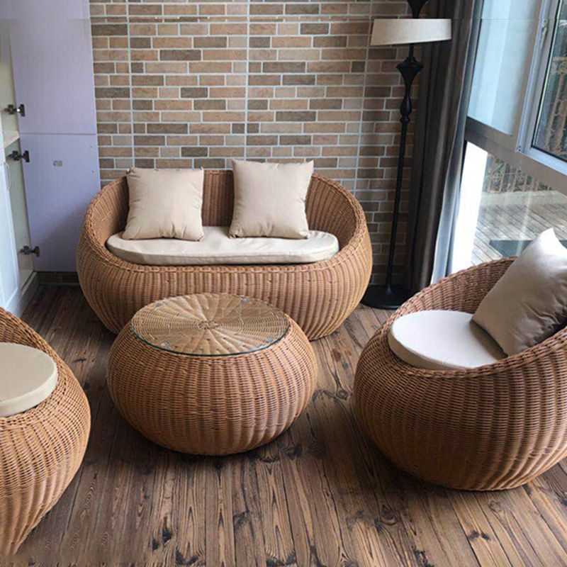 Rattan Outdoor Patio Sofa Tropical Style Simple Leisure Patio Sofa