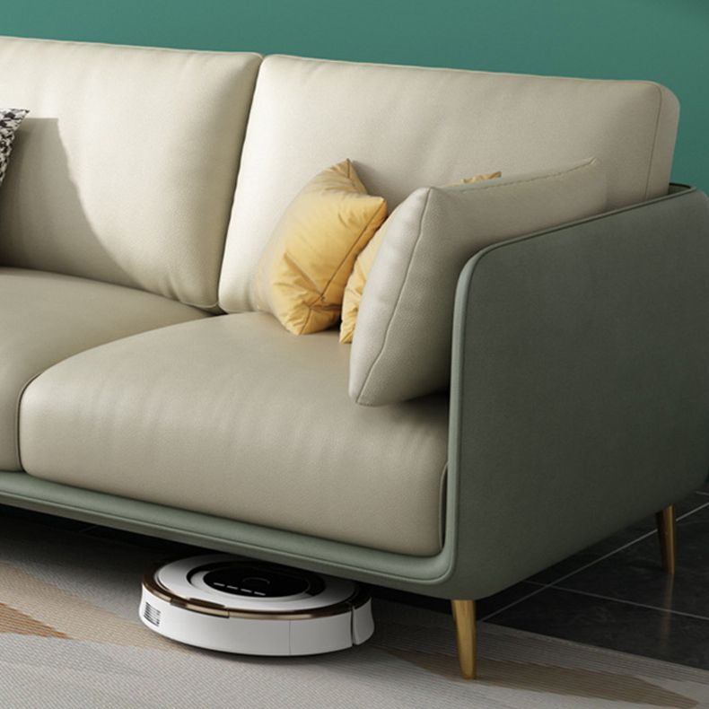 Green 4-seater Sectional Sofa Faux Leather L-shape Sectional